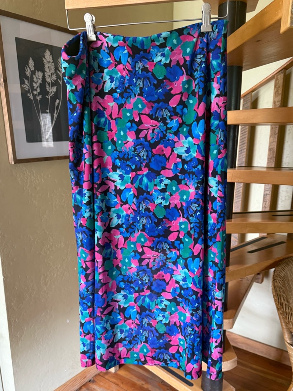 Vibrant Floral Maxi Skirt in Blue & Pink